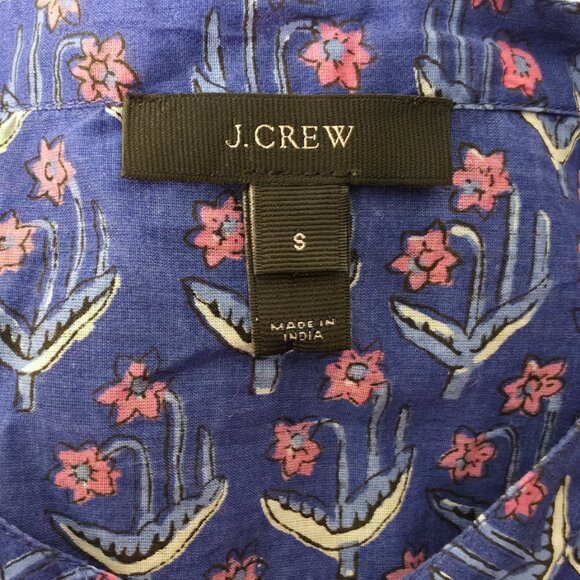 J. Crew Cotton Voile Tunic Swim Cover-Up in Floral Block Print with Fringe - Picture 7 of 9